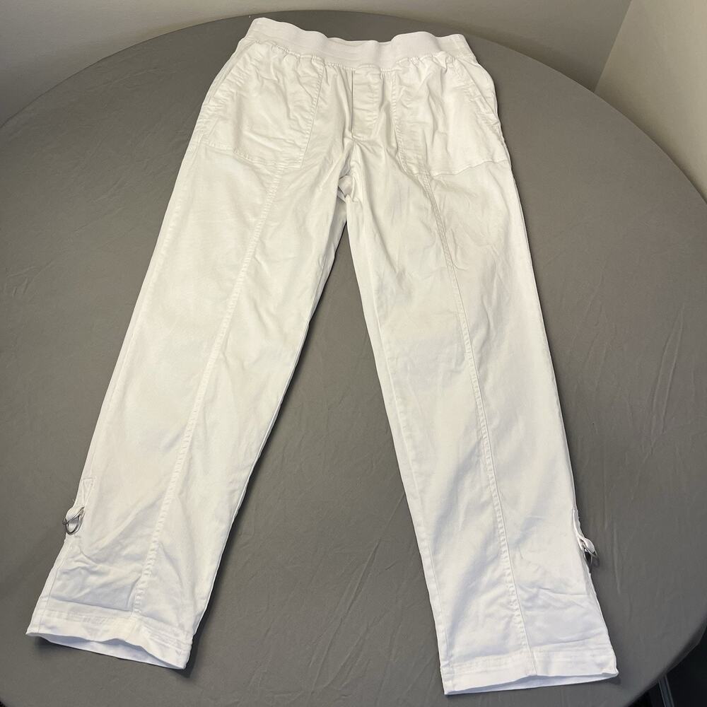 Soft Surroundings Medina Pants Medium Elastic Waist Roll Tab Ankle White Utility - Picture 8 of 13